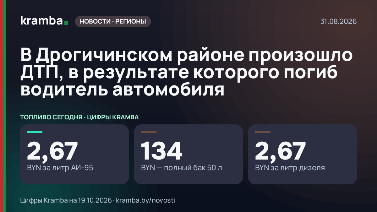 Инфографика Kramba: В Дрогичинском районе произошло ДТП, в результате которого погиб водитель автомобиля