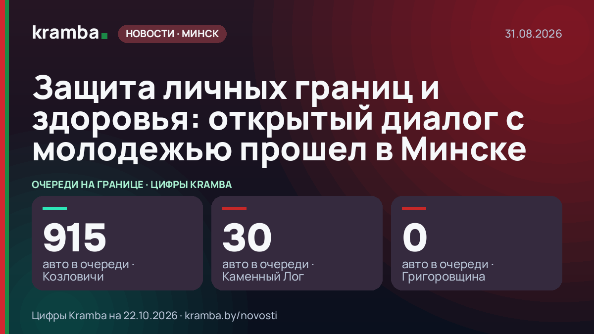 Инфографика Kramba: Защита личных границ и здоровья: открытый диалог с молодежью прошел в Минске
