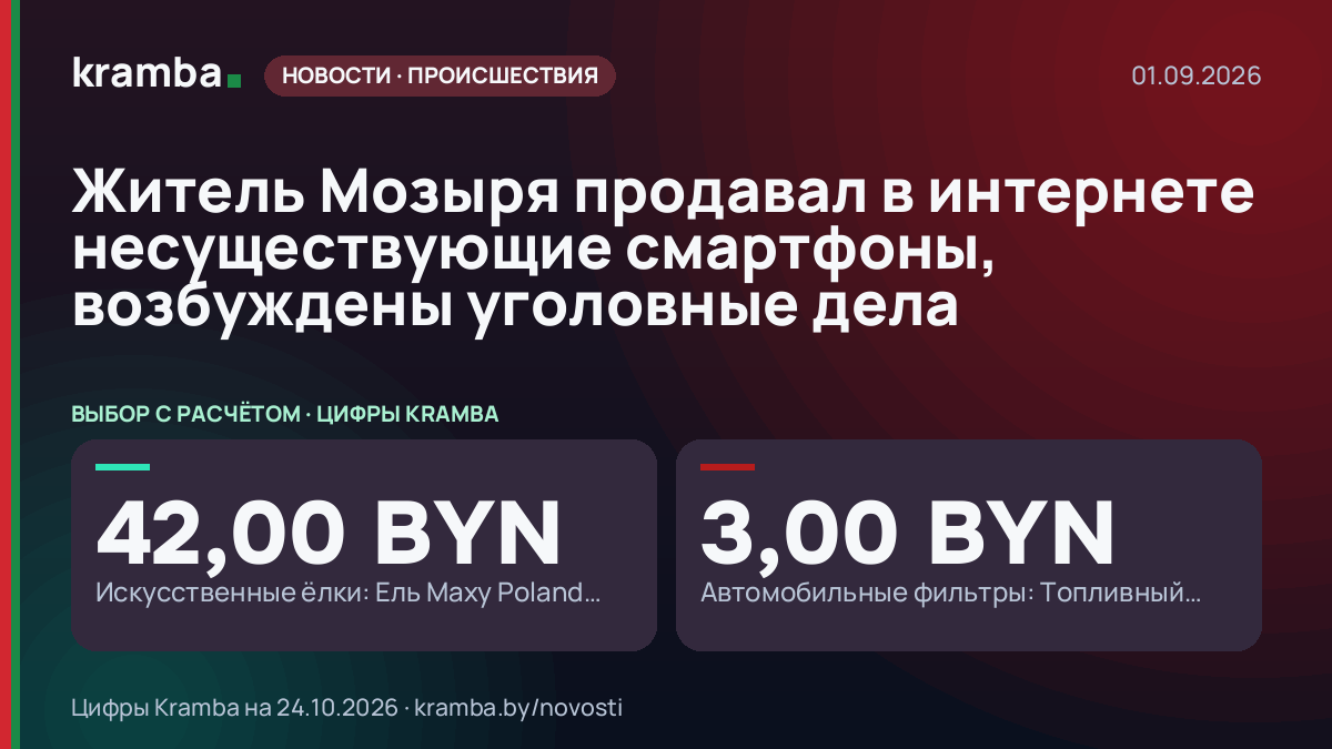 Инфографика Kramba: Житель Мозыря продавал в интернете несуществующие смартфоны, возбуждены уголовные дела