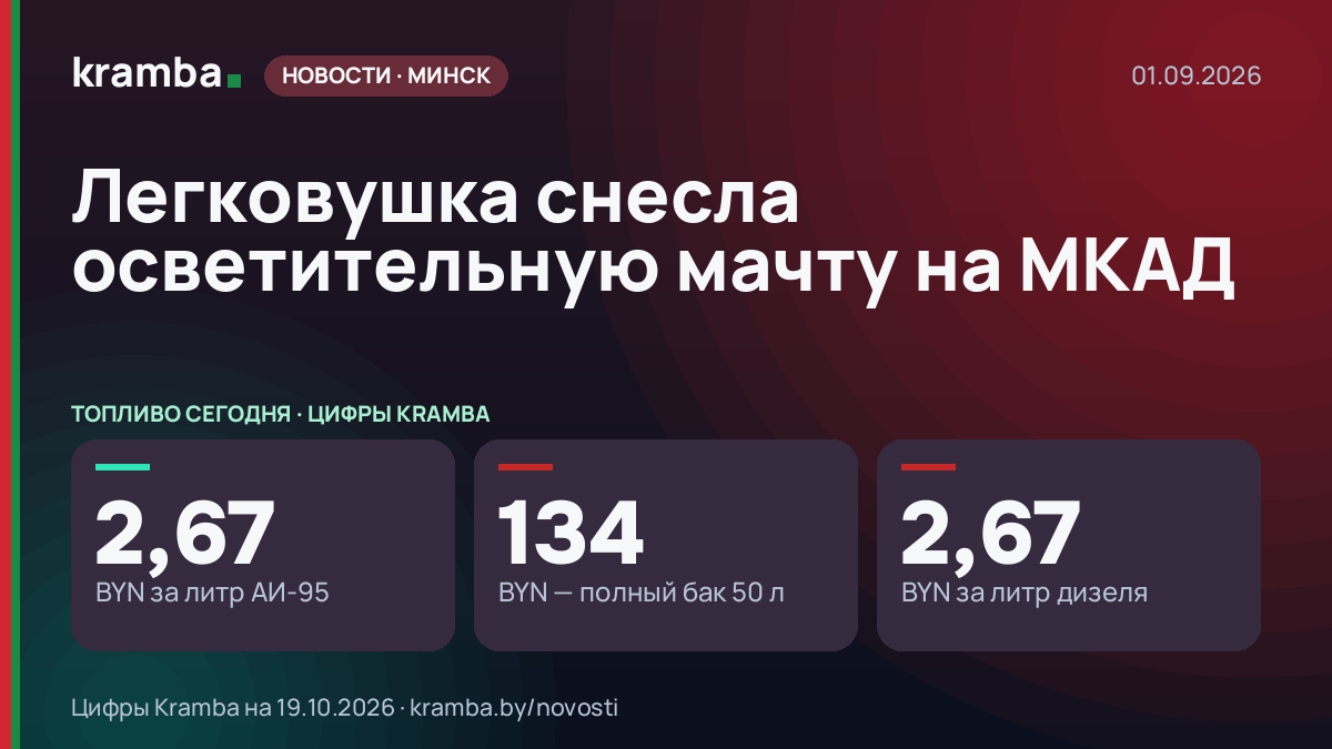 Инфографика Kramba: Легковушка снесла осветительную мачту на МКАД
