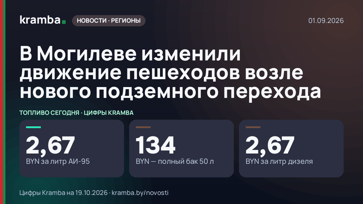 Инфографика Kramba: В Могилеве изменили движение пешеходов возле нового подземного перехода