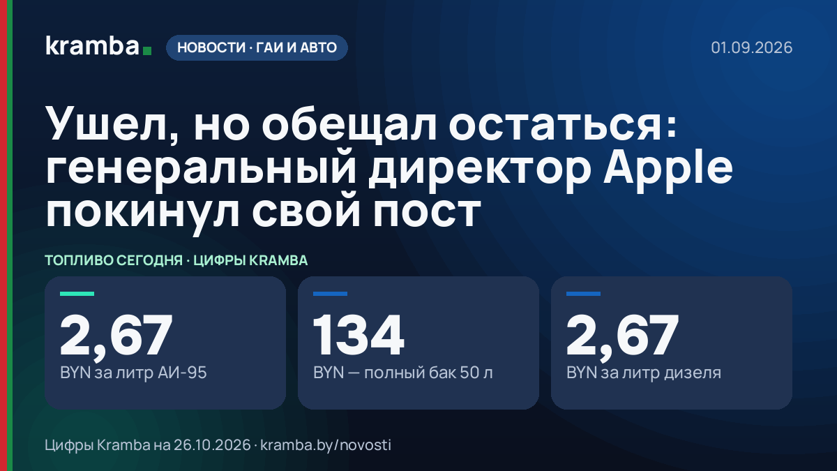 Инфографика Kramba: Ушел, но обещал остаться: генеральный директор Apple покинул свой пост
