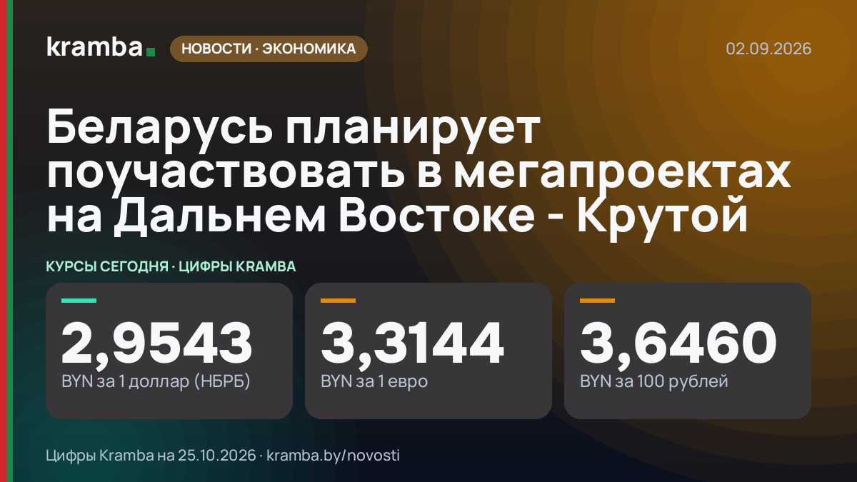 Инфографика Kramba: Беларусь планирует поучаствовать в мегапроектах на Дальнем Востоке - Крутой