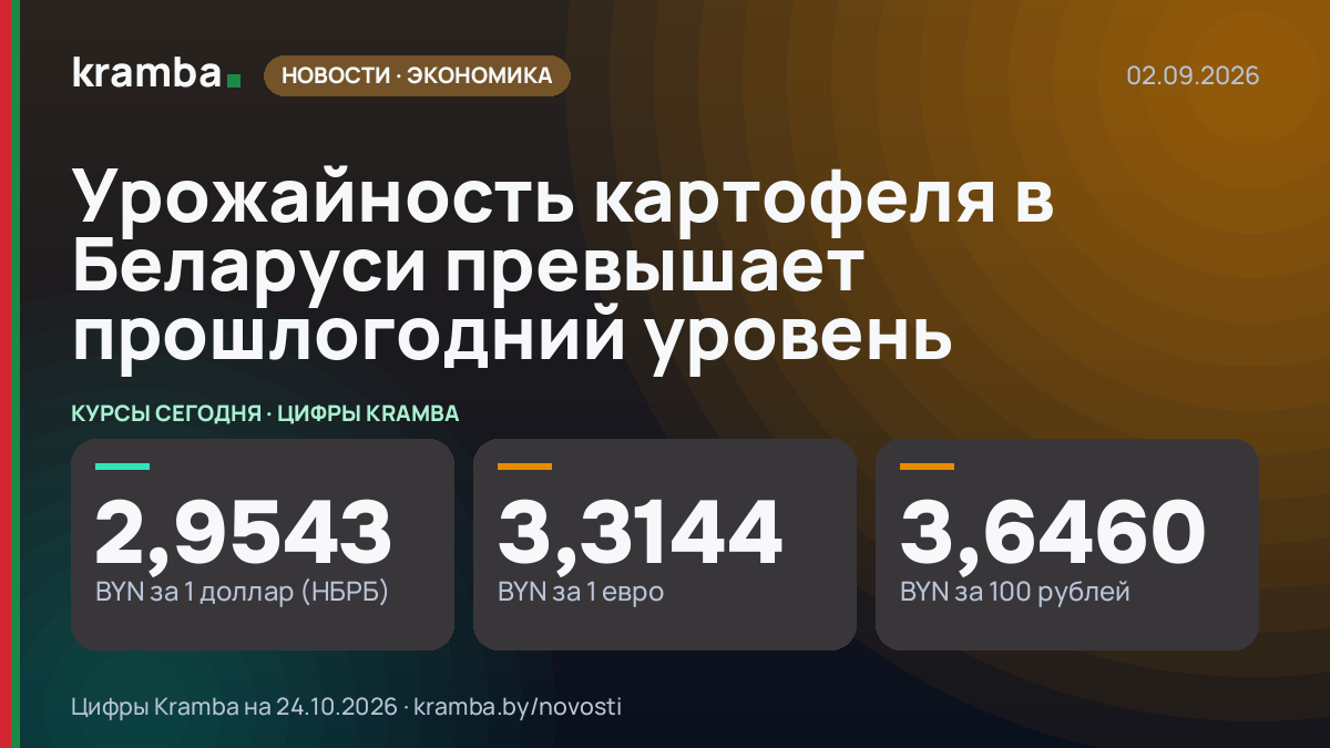 Инфографика Kramba: Урожайность картофеля в Беларуси превышает прошлогодний уровень