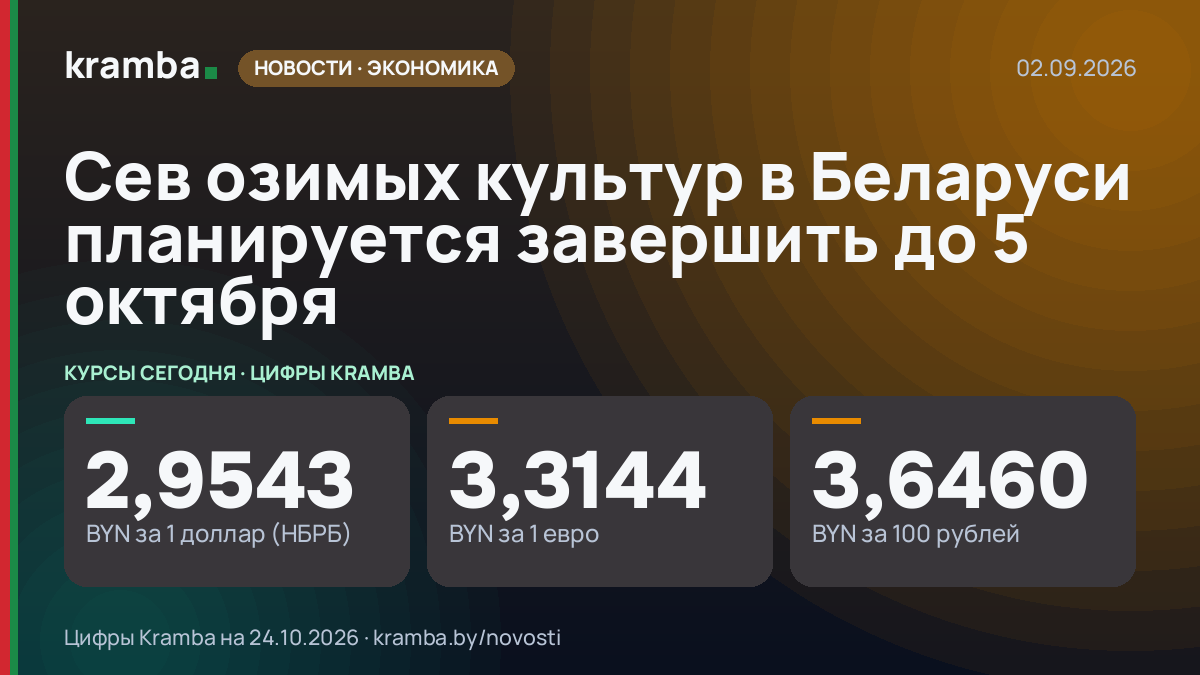 Инфографика Kramba: Сев озимых культур в Беларуси планируется завершить до 5 октября