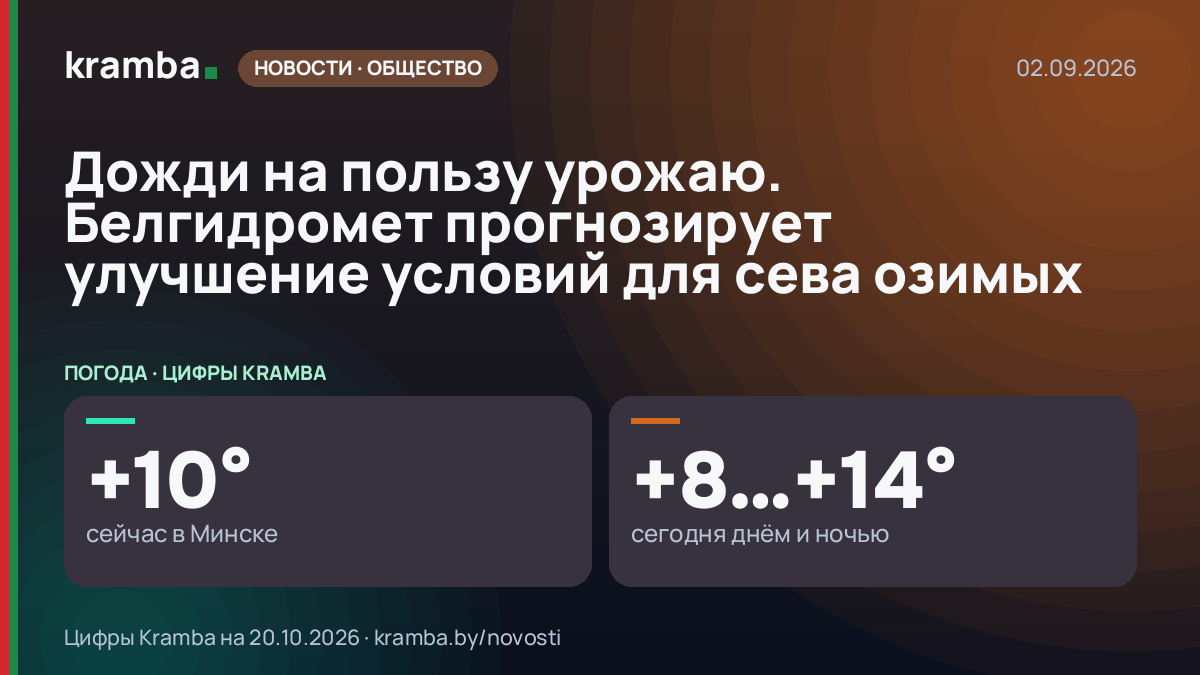 Инфографика Kramba: Дожди на пользу урожаю. Белгидромет прогнозирует улучшение условий для сева озимых
