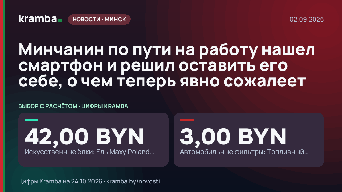 Инфографика Kramba: Минчанин по пути на работу нашел смартфон и решил оставить его себе, о чем теперь явно…