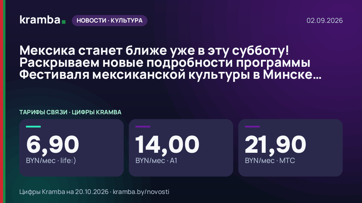 Инфографика Kramba: Мексика станет ближе уже в эту субботу! Раскрываем новые подробности программы Фестиваля…