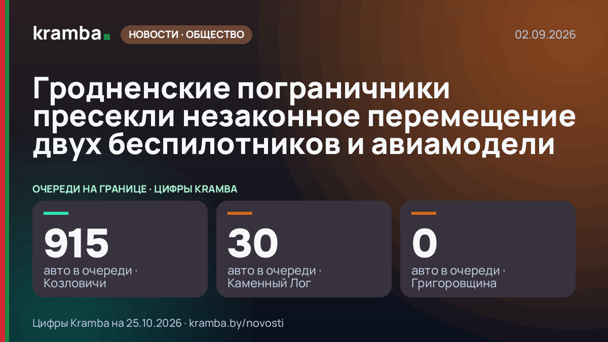 Инфографика Kramba: Гродненские пограничники пресекли незаконное перемещение двух беспилотников и авиамодели