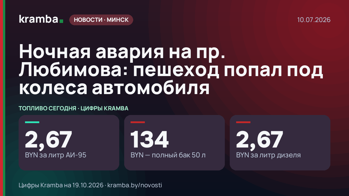 Инфографика Kramba: Ночная авария на пр. Любимова: пешеход попал под колеса автомобиля