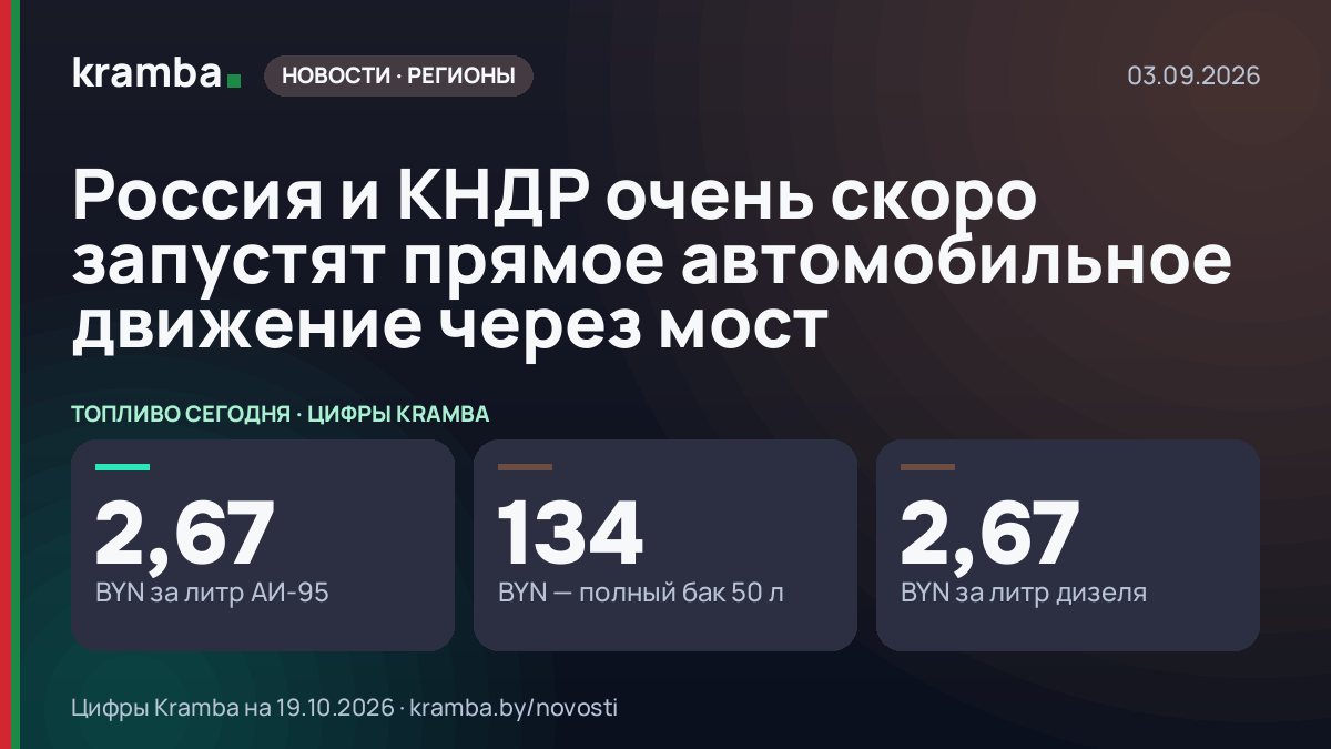 Инфографика Kramba: Россия и КНДР очень скоро запустят прямое автомобильное движение через мост