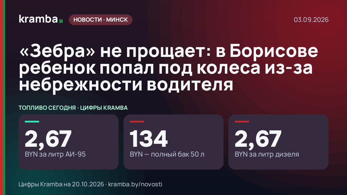 Инфографика Kramba: «Зебра» не прощает: в Борисове ребенок попал под колеса из-за небрежности водителя