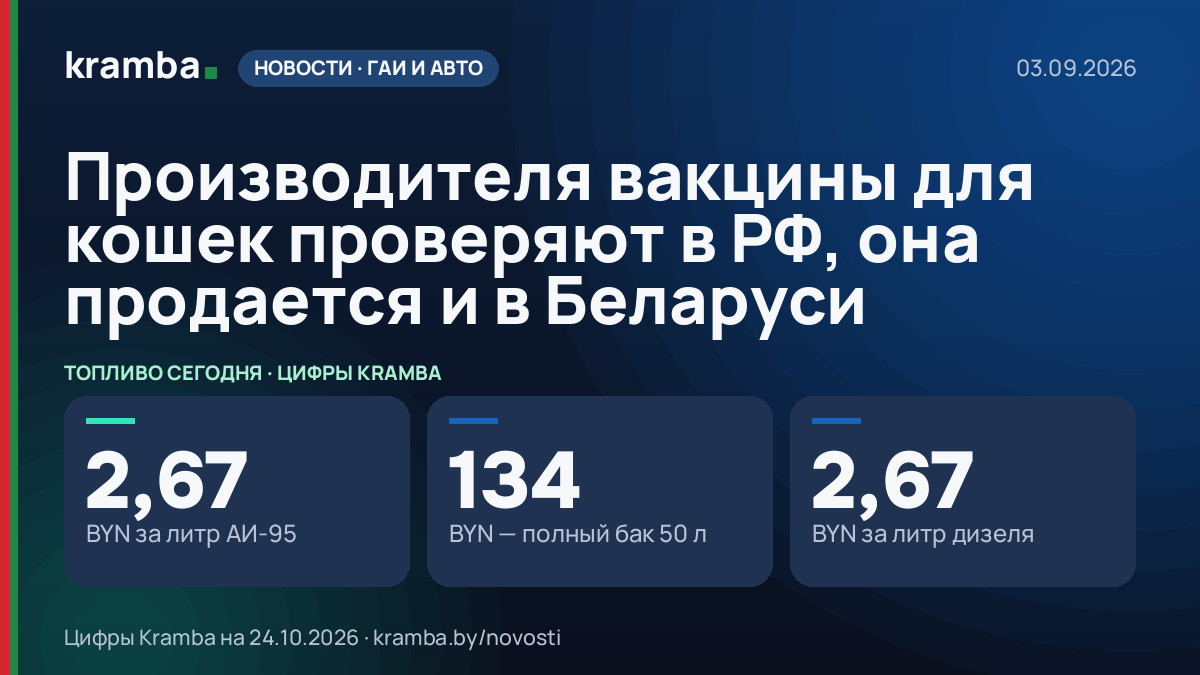 Инфографика Kramba: Производителя вакцины для кошек проверяют в РФ, она продается и в Беларуси