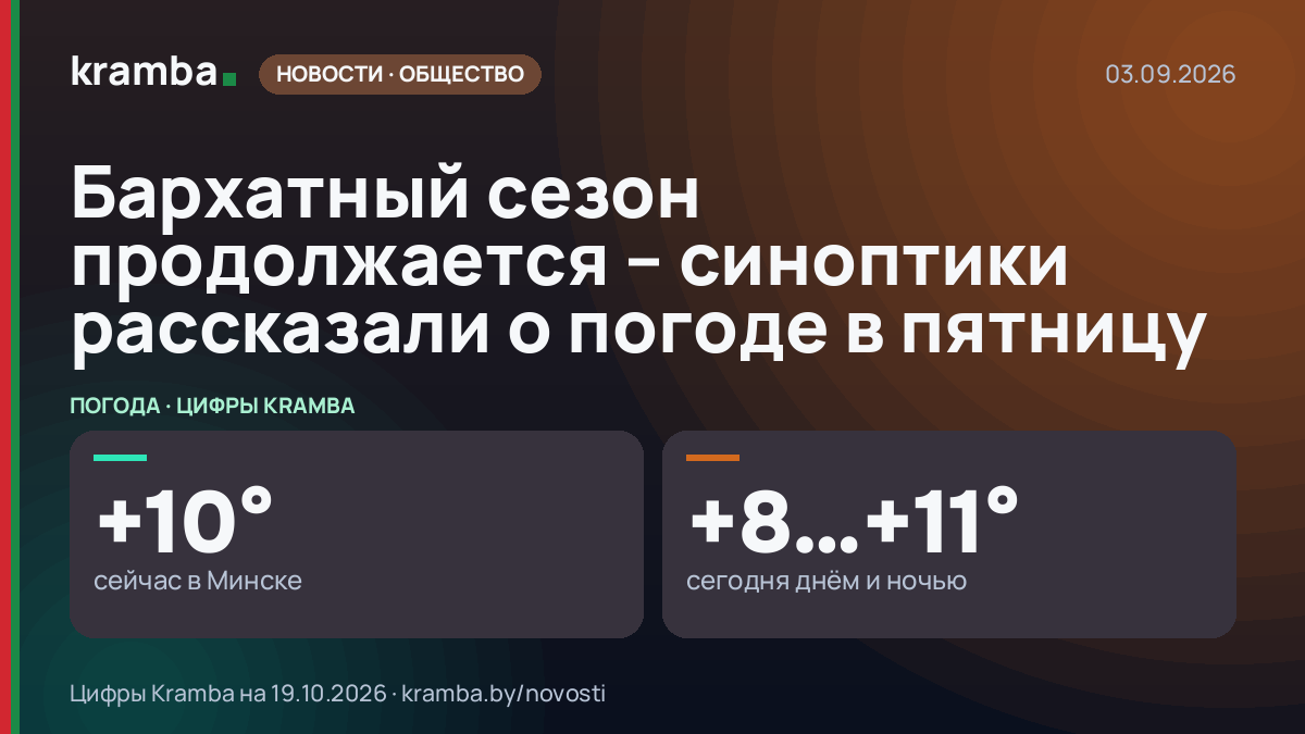 Инфографика Kramba: Бархатный сезон продолжается – синоптики рассказали о погоде в пятницу