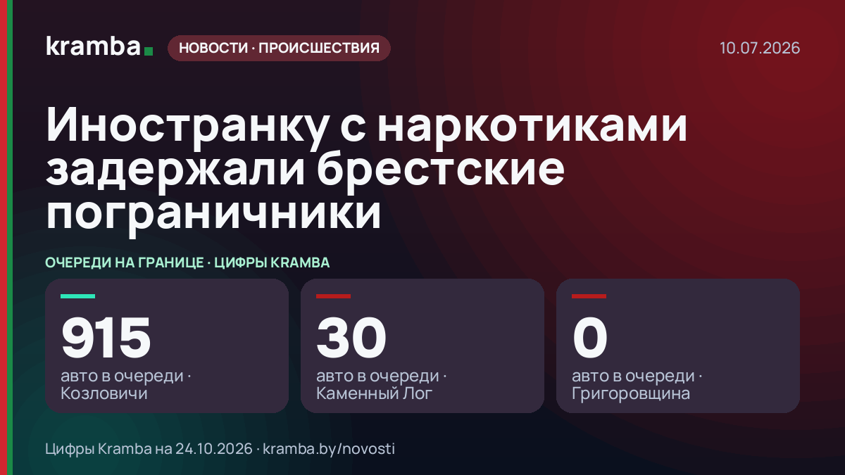 Инфографика Kramba: Иностранку с наркотиками задержали брестские пограничники