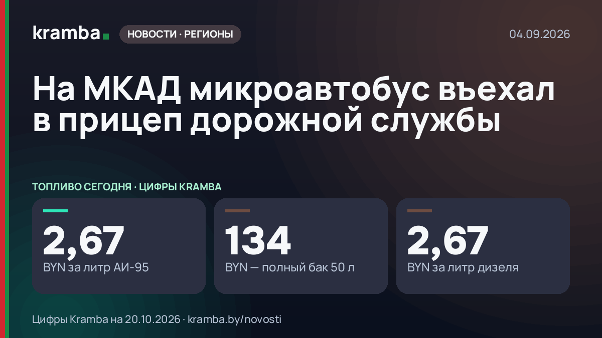 Инфографика Kramba: На МКАД микроавтобус въехал в прицеп дорожной службы