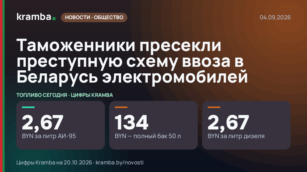 Инфографика Kramba: Таможенники пресекли преступную схему ввоза в Беларусь электромобилей
