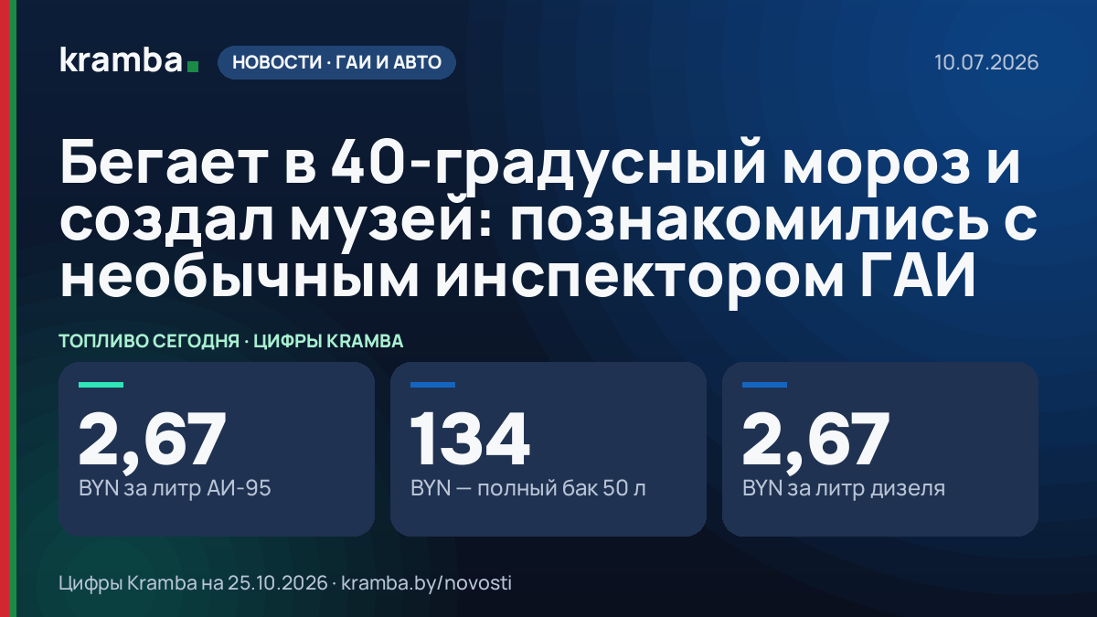 Инфографика Kramba: Бегает в 40-градусный мороз и создал музей: познакомились с необычным инспектором ГАИ
