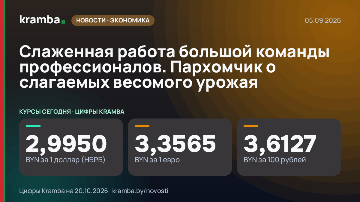 Инфографика Kramba: Слаженная работа большой команды профессионалов. Пархомчик о слагаемых весомого урожая