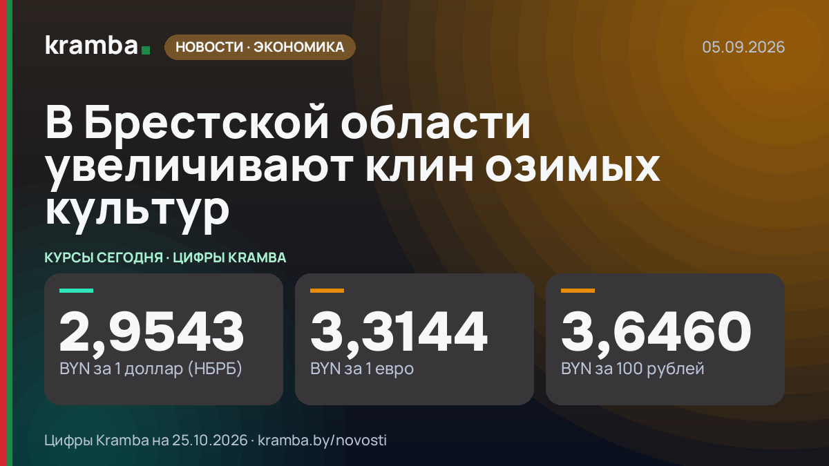 Инфографика Kramba: В Брестской области увеличивают клин озимых культур