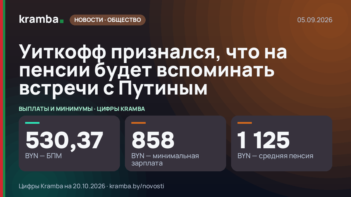 Инфографика Kramba: Уиткофф признался, что на пенсии будет вспоминать встречи с Путиным