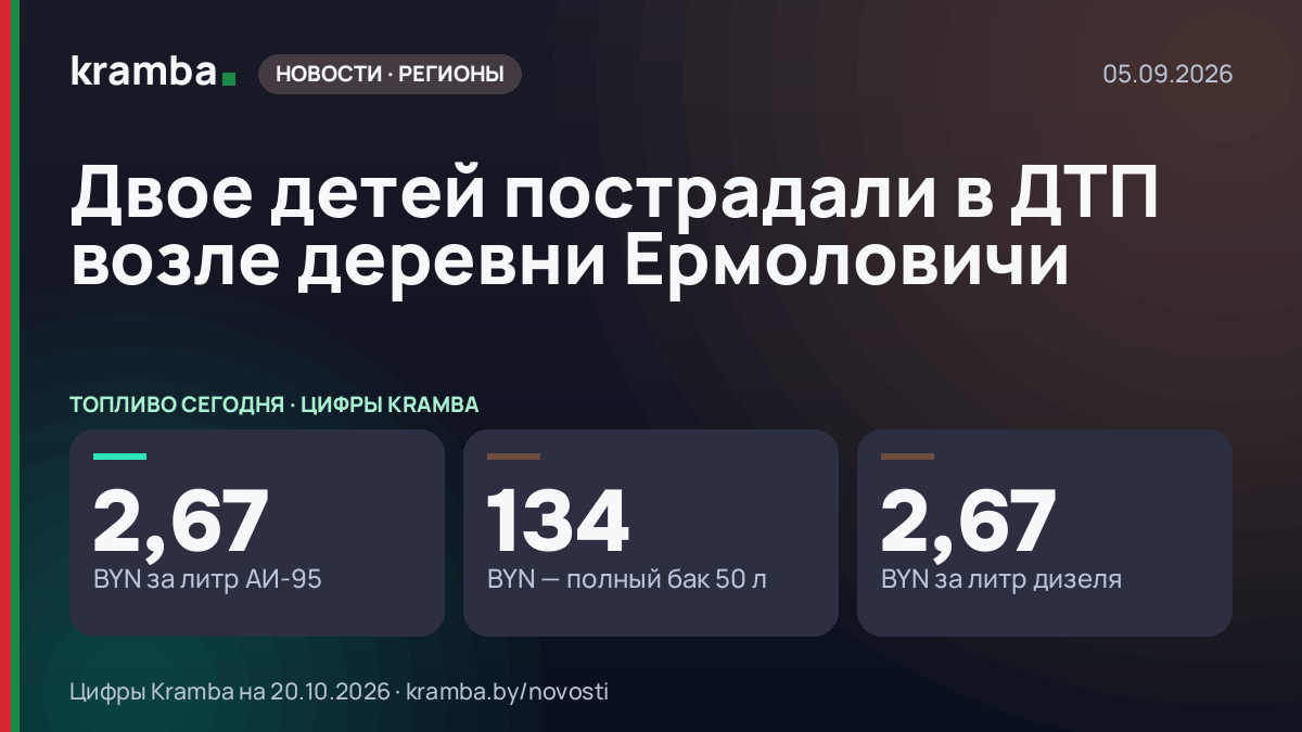 Инфографика Kramba: Двое детей пострадали в ДТП возле деревни Ермоловичи