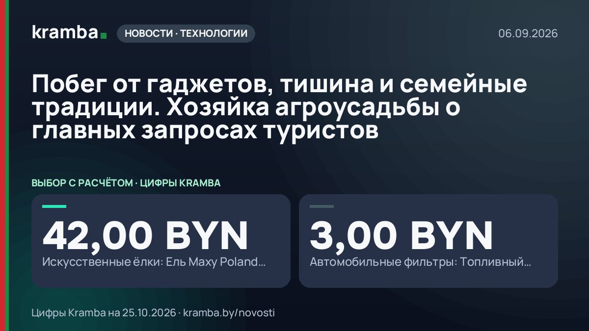 Инфографика Kramba: Побег от гаджетов, тишина и семейные традиции. Хозяйка агроусадьбы о главных запросах…