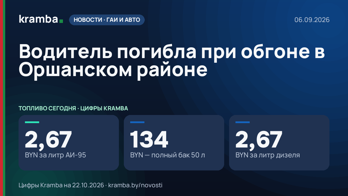 Инфографика Kramba: Водитель погибла при обгоне в Оршанском районе