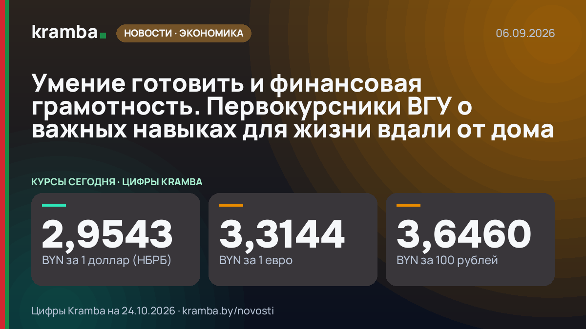 Инфографика Kramba: Умение готовить и финансовая грамотность. Первокурсники ВГУ о важных навыках для жизни…