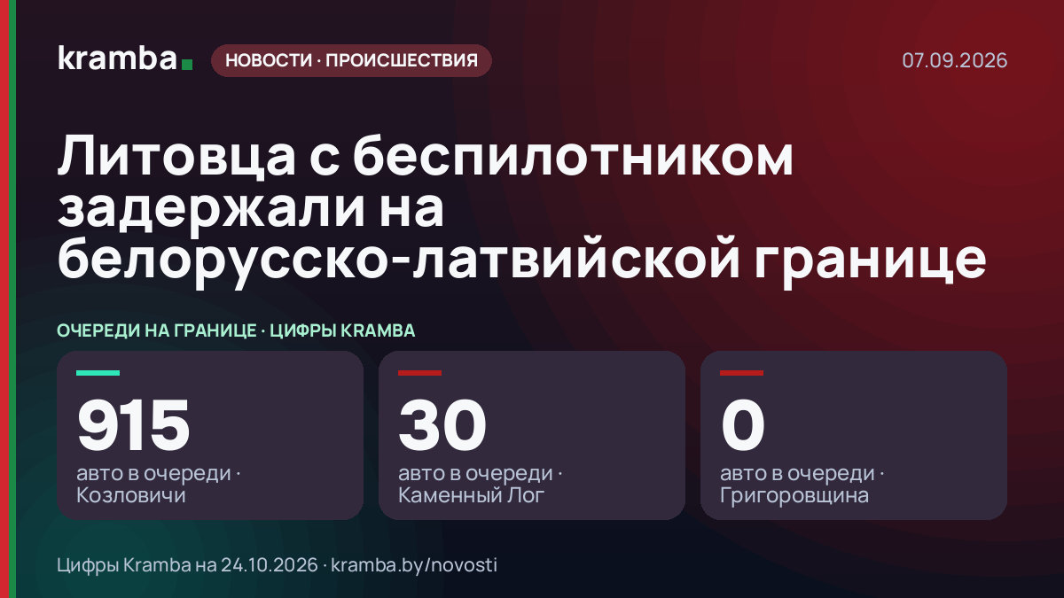 Инфографика Kramba: Литовца с беспилотником задержали на белорусско-латвийской границе