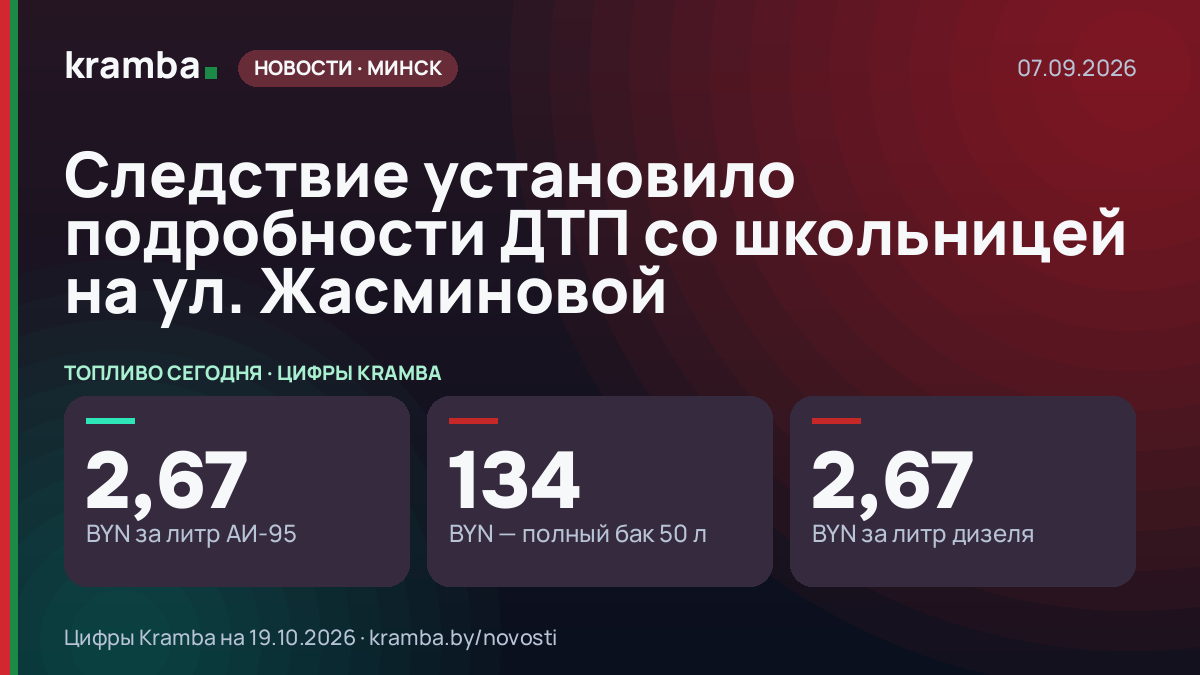Инфографика Kramba: Следствие установило подробности ДТП со школьницей на ул. Жасминовой