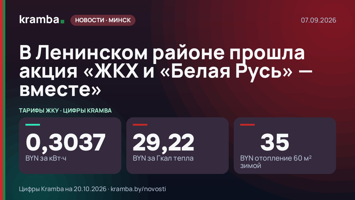 Инфографика Kramba: В Ленинском районе прошла акция «ЖКХ и «Белая Русь» — вместе»