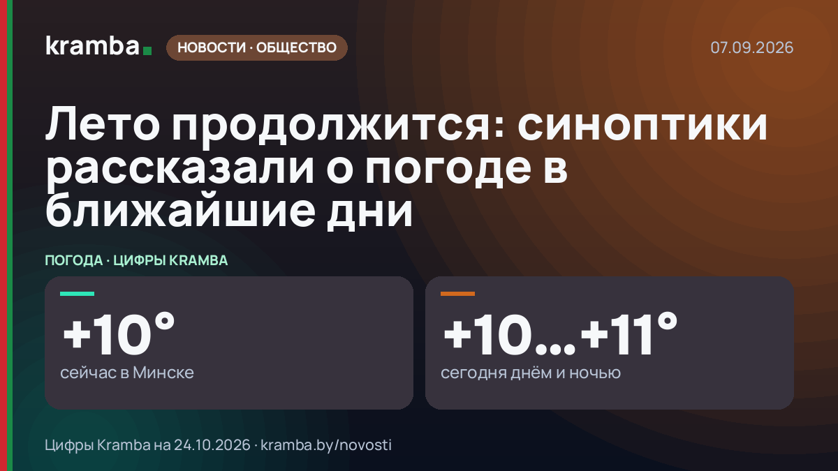 Инфографика Kramba: Лето продолжится: синоптики рассказали о погоде в ближайшие дни