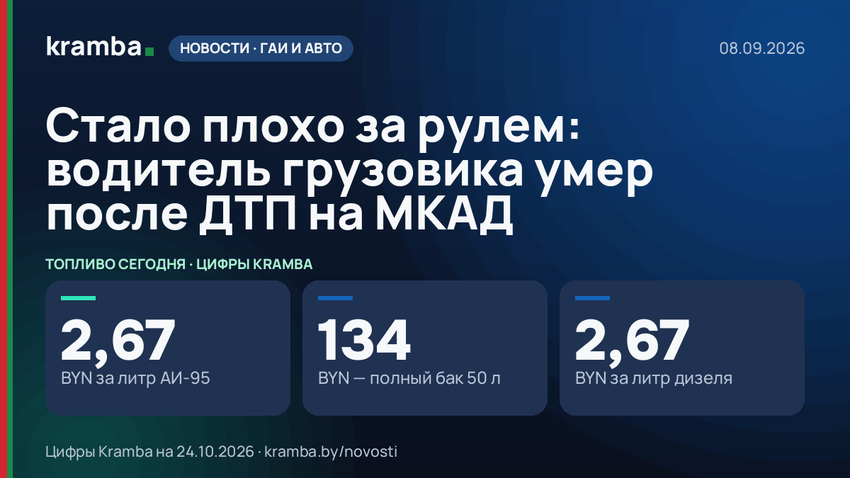 Инфографика Kramba: Стало плохо за рулем: водитель грузовика умер после ДТП на МКАД