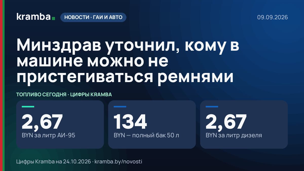 Инфографика Kramba: Минздрав уточнил, кому в машине можно не пристегиваться ремнями