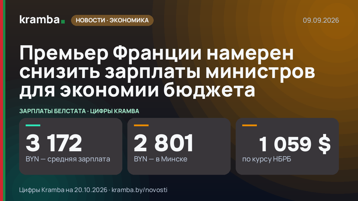 Инфографика Kramba: Премьер Франции намерен снизить зарплаты министров для экономии бюджета