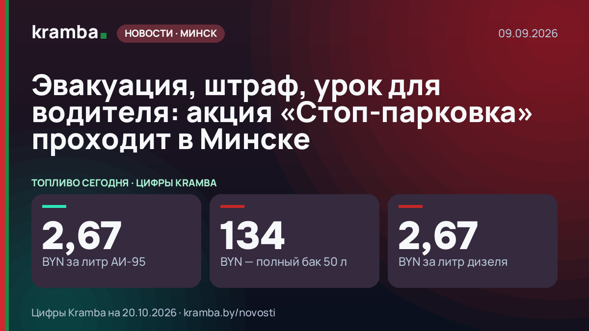 Инфографика Kramba: Эвакуация, штраф, урок для водителя: акция «Стоп-парковка» проходит в Минске