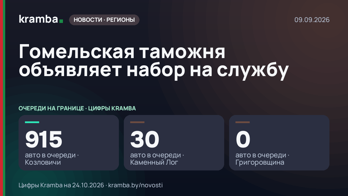 Инфографика Kramba: Гомельская таможня объявляет набор на службу