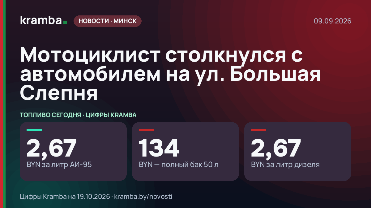 Инфографика Kramba: Мотоциклист столкнулся с автомобилем на ул. Большая Слепня