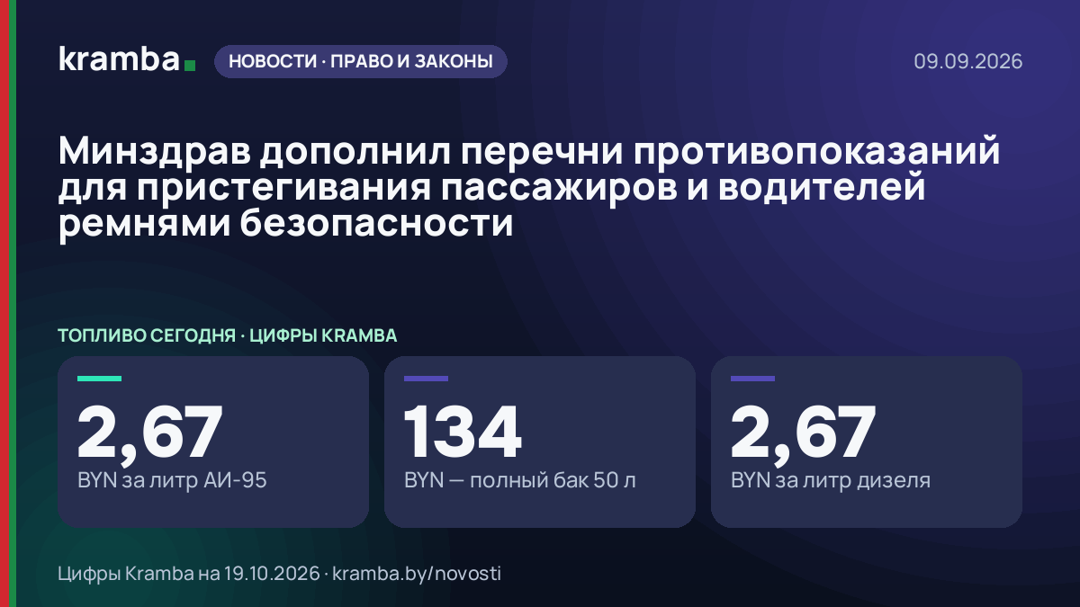 Инфографика Kramba: Минздрав дополнил перечни противопоказаний для пристегивания пассажиров и водителей…