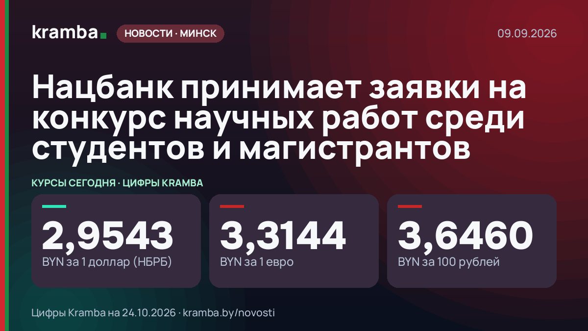 Инфографика Kramba: Нацбанк принимает заявки на конкурс научных работ среди студентов и магистрантов