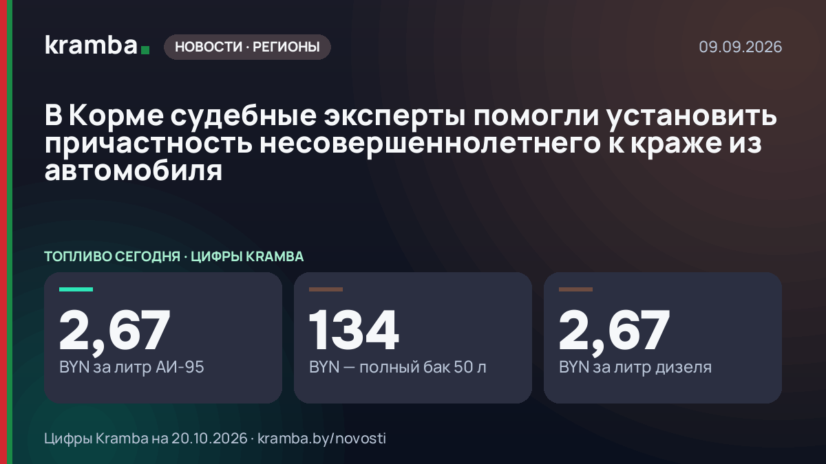 Инфографика Kramba: В Корме судебные эксперты помогли установить причастность несовершеннолетнего к краже из…