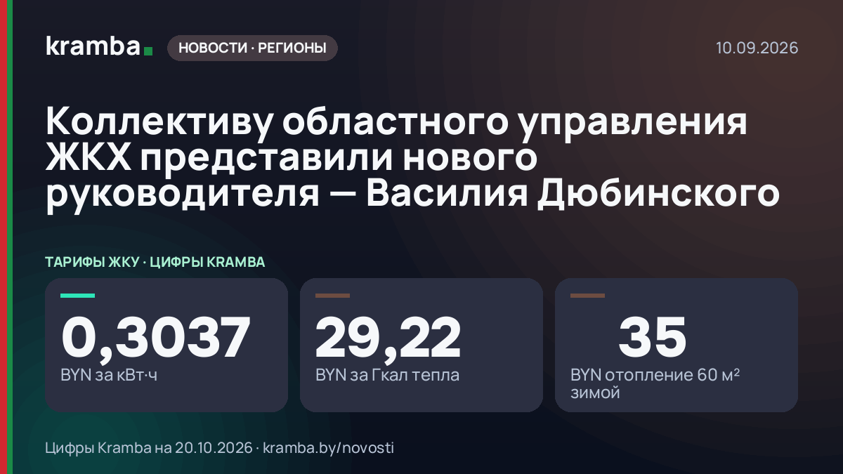 Инфографика Kramba: Коллективу областного управления ЖКХ представили нового руководителя — Василия Дюбинского