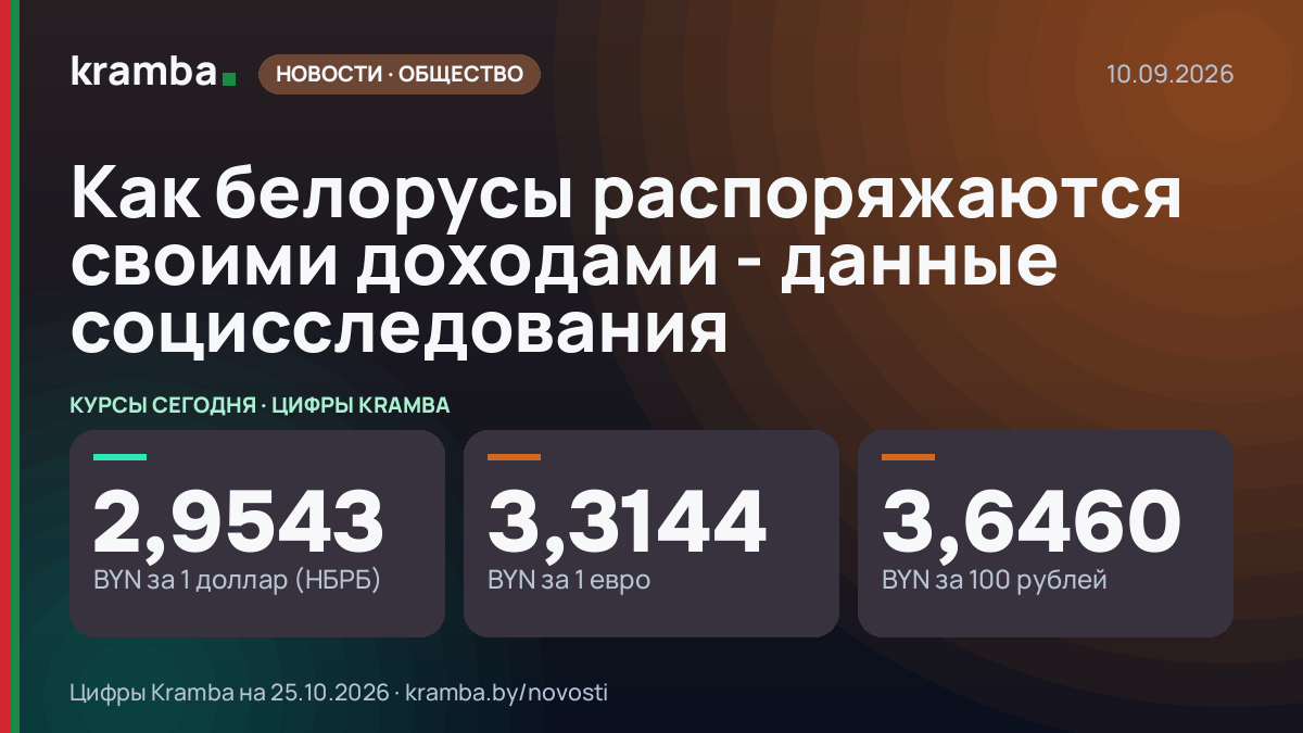 Инфографика Kramba: Как белорусы распоряжаются своими доходами - данные социсследования