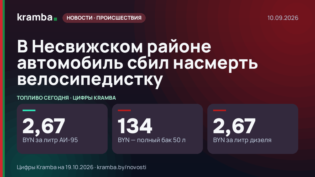 Инфографика Kramba: В Несвижском районе автомобиль сбил насмерть велосипедистку