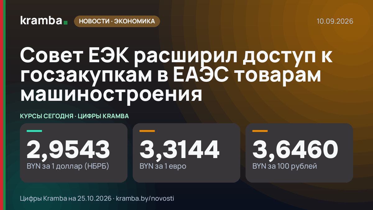 Инфографика Kramba: Совет ЕЭК расширил доступ к госзакупкам в ЕАЭС товарам машиностроения
