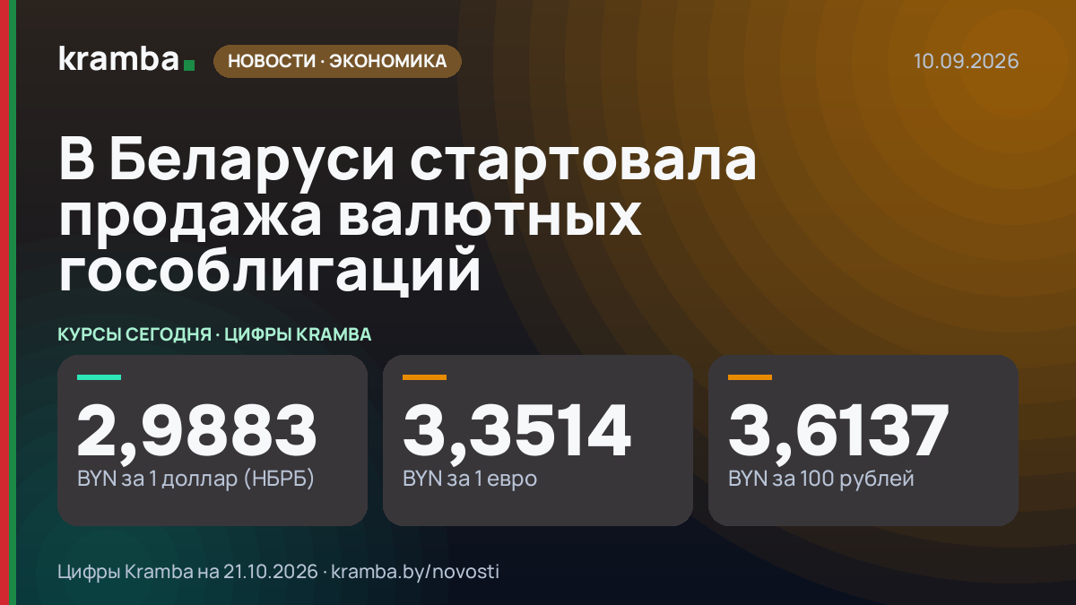 Инфографика Kramba: В Беларуси стартовала продажа валютных гособлигаций