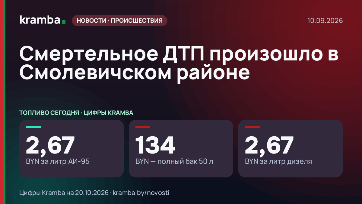 Инфографика Kramba: Смертельное ДТП произошло в Смолевичском районе