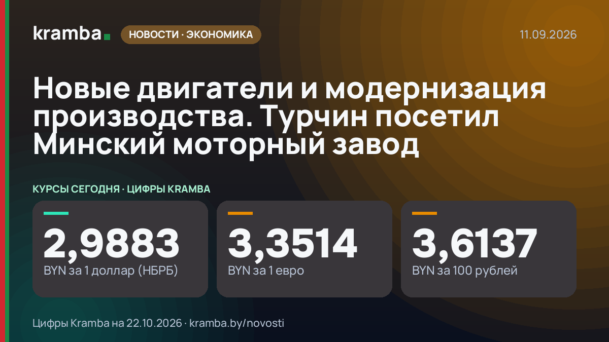 Инфографика Kramba: Новые двигатели и модернизация производства. Турчин посетил Минский моторный завод