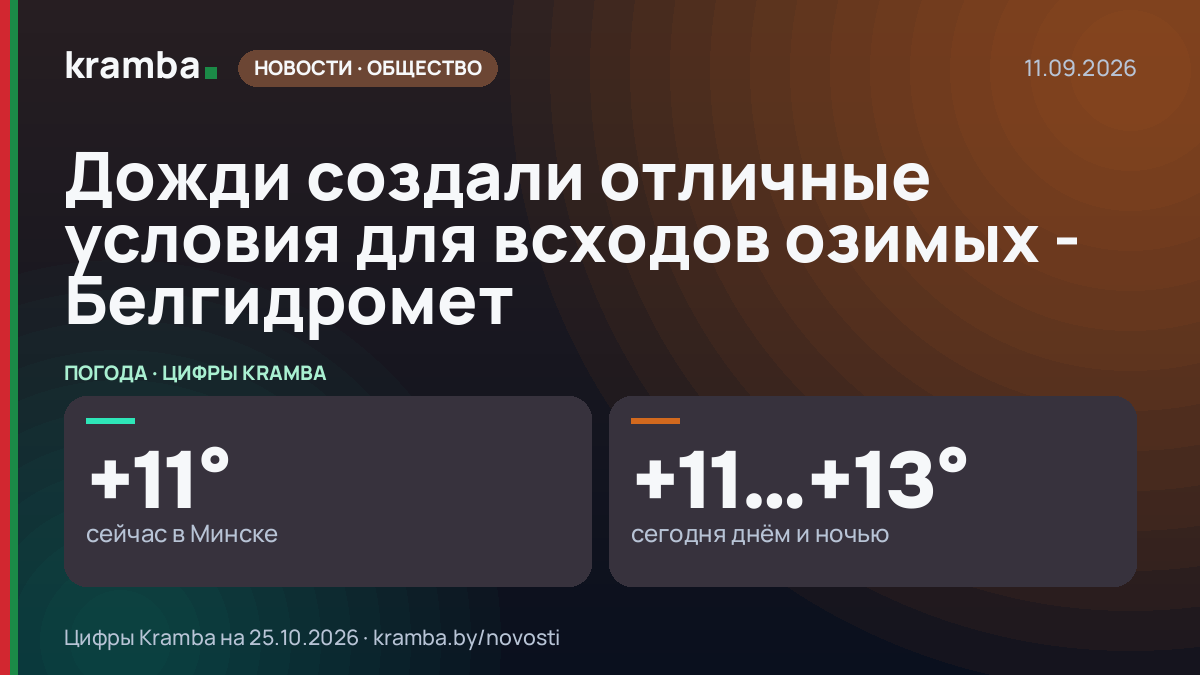 Инфографика Kramba: Дожди создали отличные условия для всходов озимых - Белгидромет